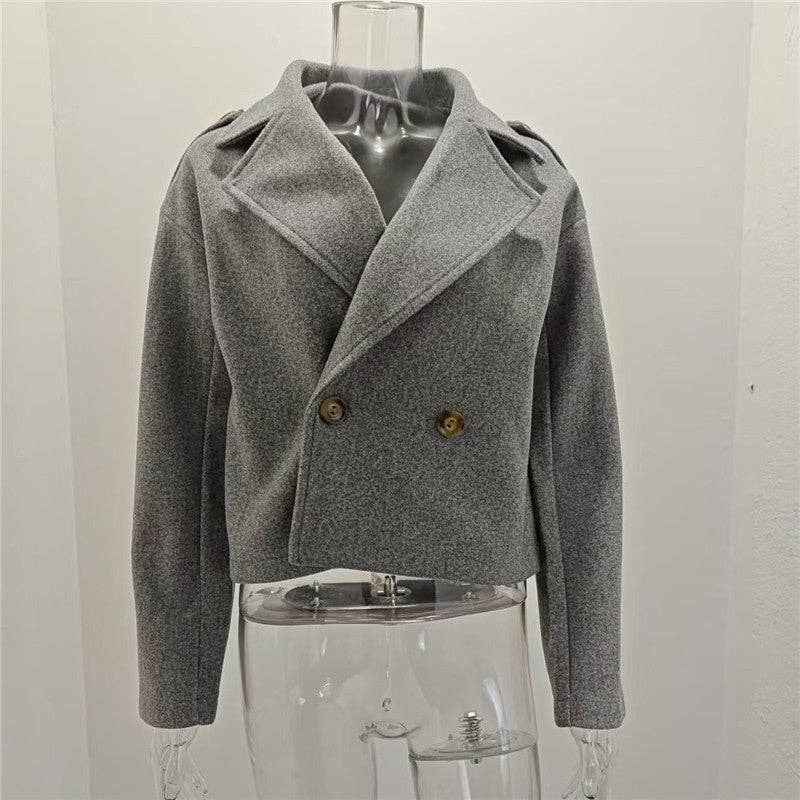UZ Wholesale Store - Wholesale Coat - Women's - Fashionable Solid Color Woolen Short Coat4