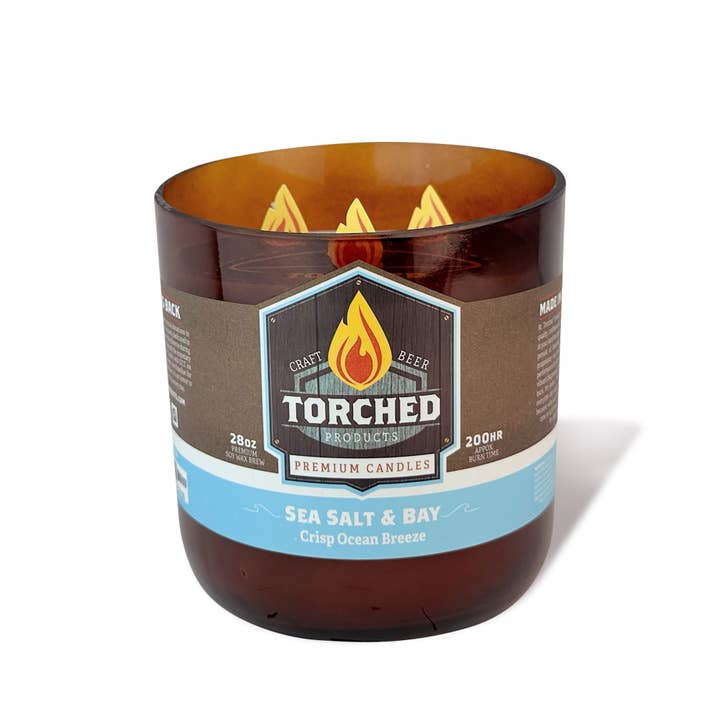Torched Products - Vendita all'ingrosso Candela in vasetto - Candela Torched Beer Growler 28 oz - Sea Salt & Bay7
