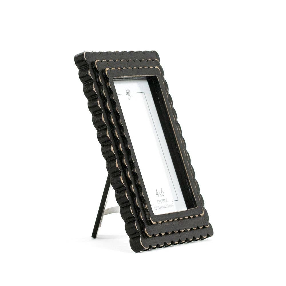 Devanie At Home (Formerly Adams & Co.) - Wholesale Picture Frame - 17021 - 6x8x1 wood scallop photo frame (4x6) black 120881