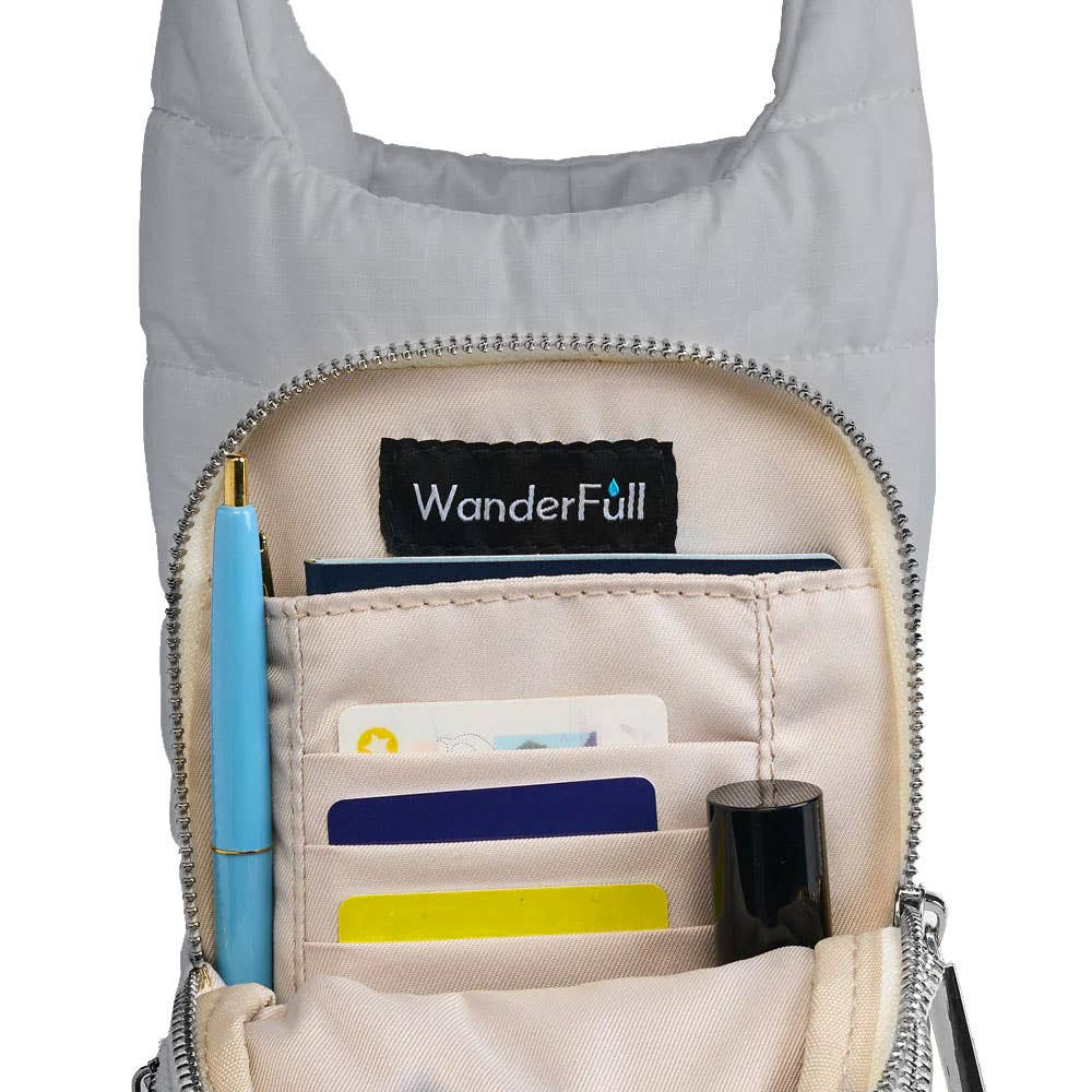 WanderFull - Wholesale Crossbody Bag - Women's - Sky Gray HydroBag® Dark Gray Patterned Strap3