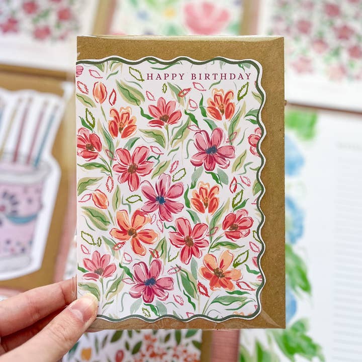 Abstract Florals Happy Birthday Card for wholesale by tishpaints