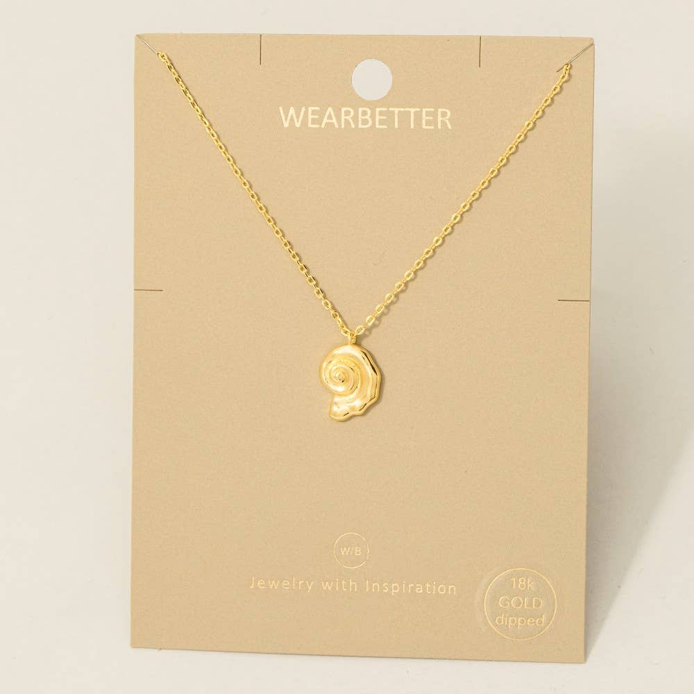 Fame Accessories - Wholesale Halskettinghanger - Goudgedompelde Spiraalvormige Zeeschelp Hanger Ketting1