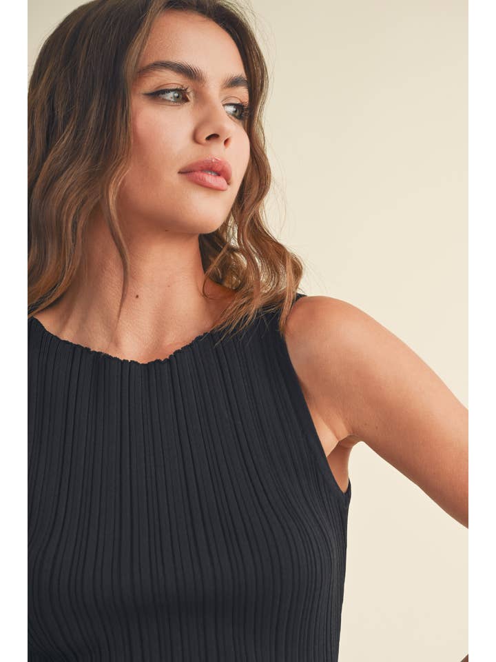MIOU MUSE - Wholesale Knit Top - Women's - T3779 VISCOSE RIBBED KNITTED TOP