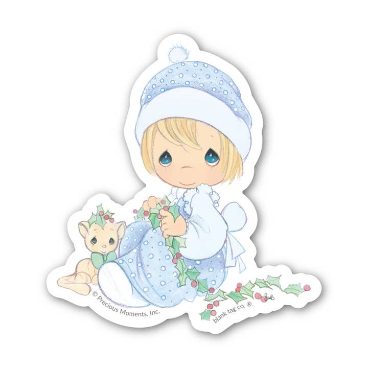 Precious Moments® Meowie Christmas Waterproof Sticker for wholesale by Blank Tag Co. Stickers - Waterproof Stickers