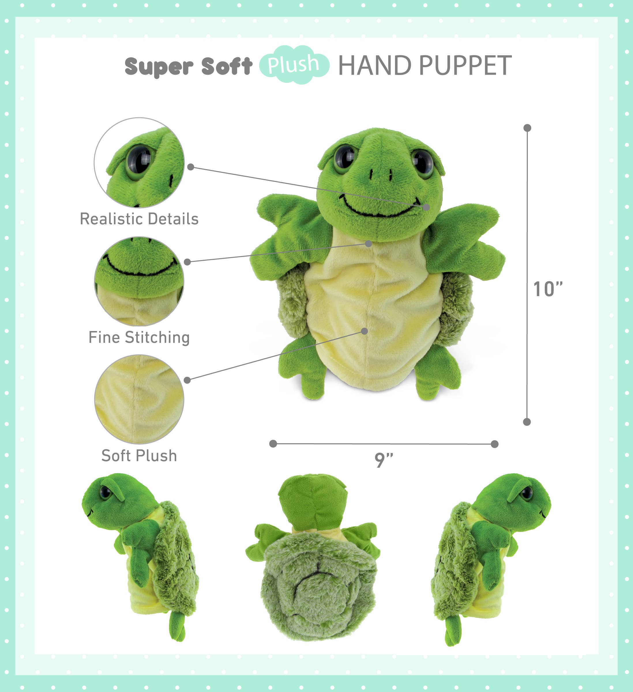 Cota Global - Wholesale Stuffed/Plush Toy - Kids & Baby - Super Soft Plush Hand Puppet - Sea Turtle1