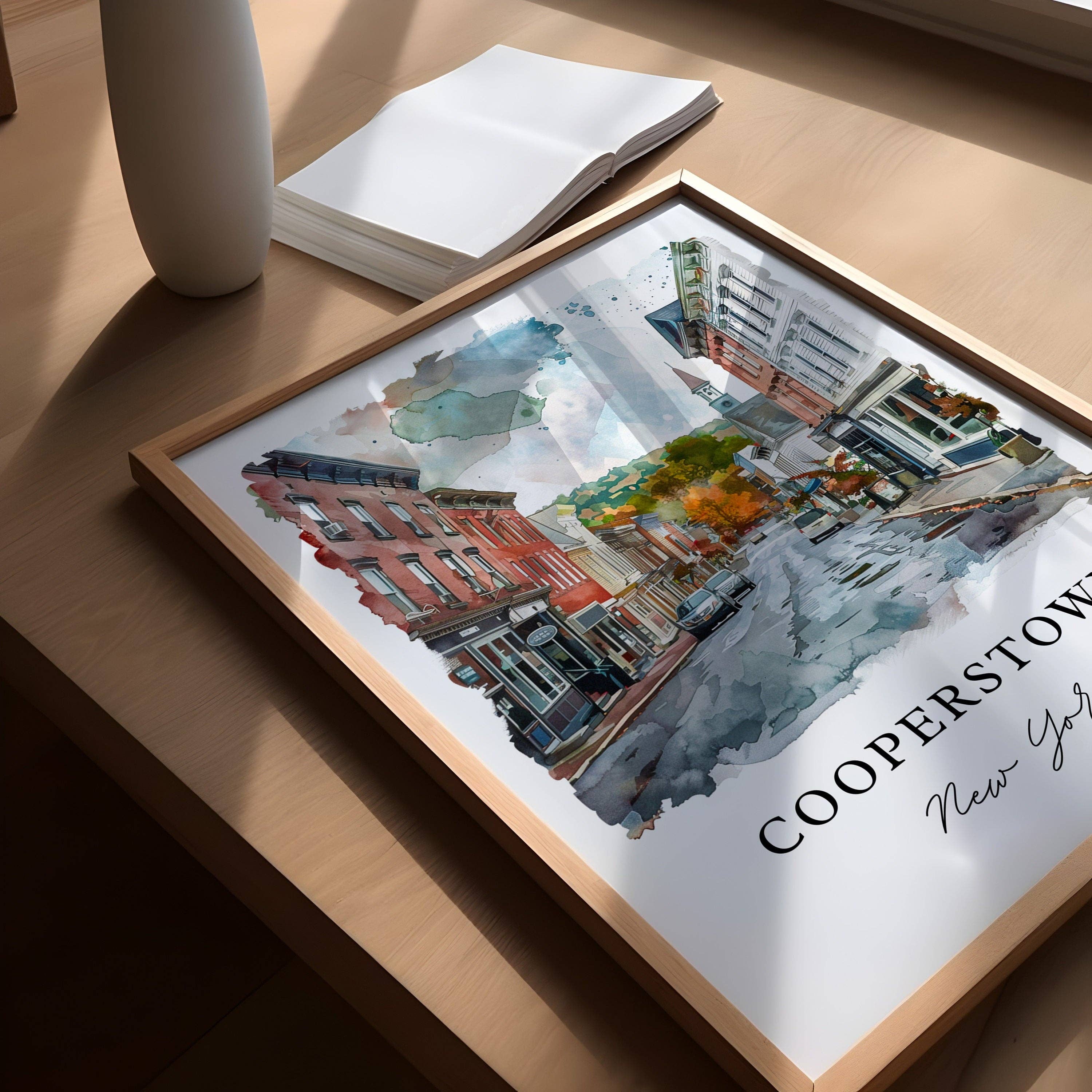 Premium Travel Art - Wholesale Art Print - Cooperstown NY Wall Art, Cooperstown Print, Baseball Hall of Fame Art, Cooperstown NY Gift,2