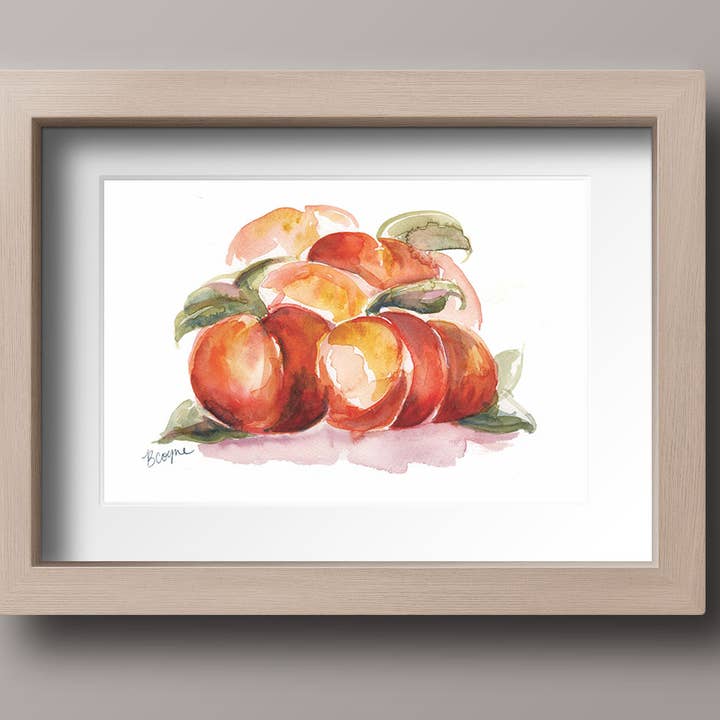 'Peaches' Watercolor Painting Art Print for wholesale by B.Coyne Illustration