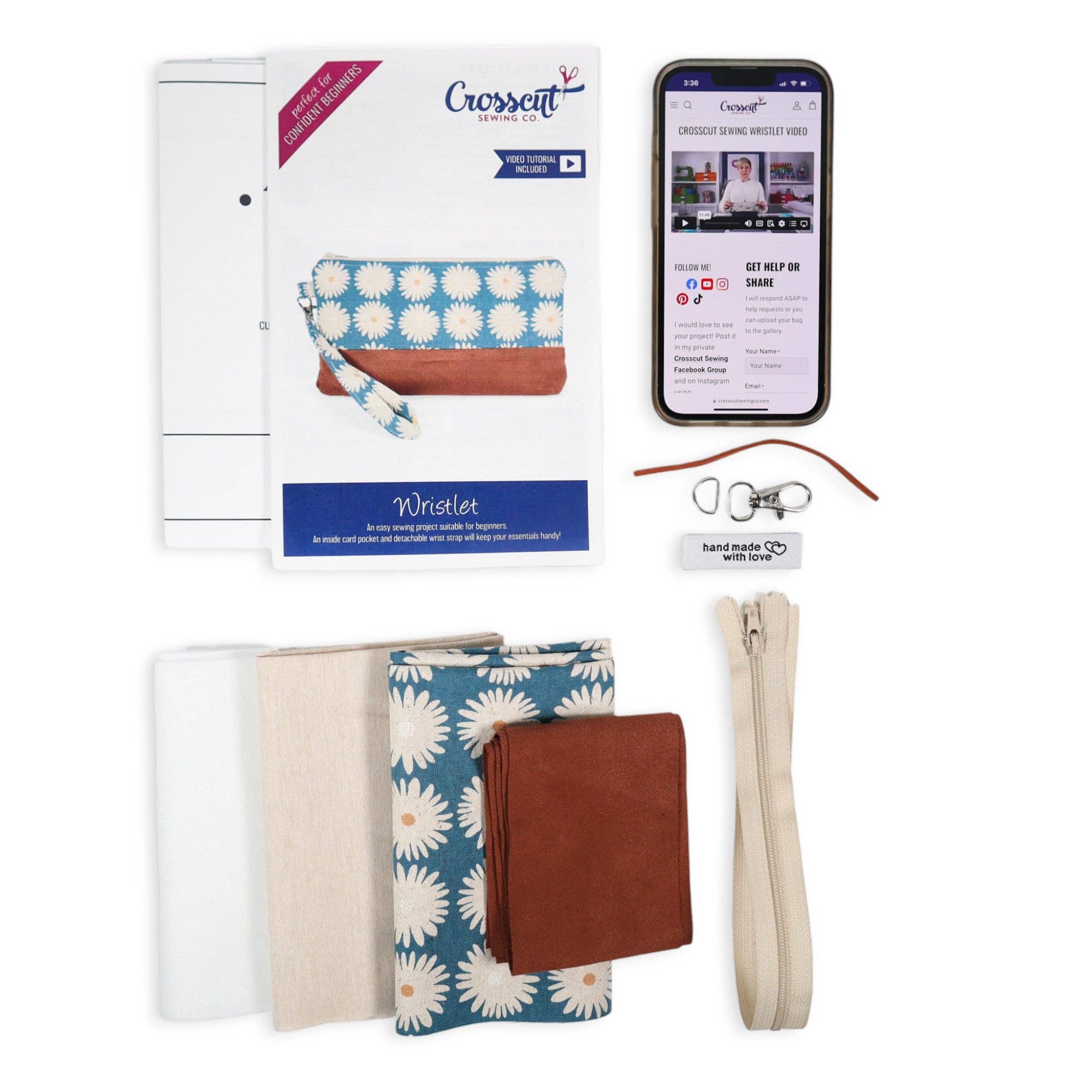 Crosscut Sewing Co. - Wholesale Craft Sewing Kit - Wristlet Sewing Kit - Adult Sewing Kit for Beginners104