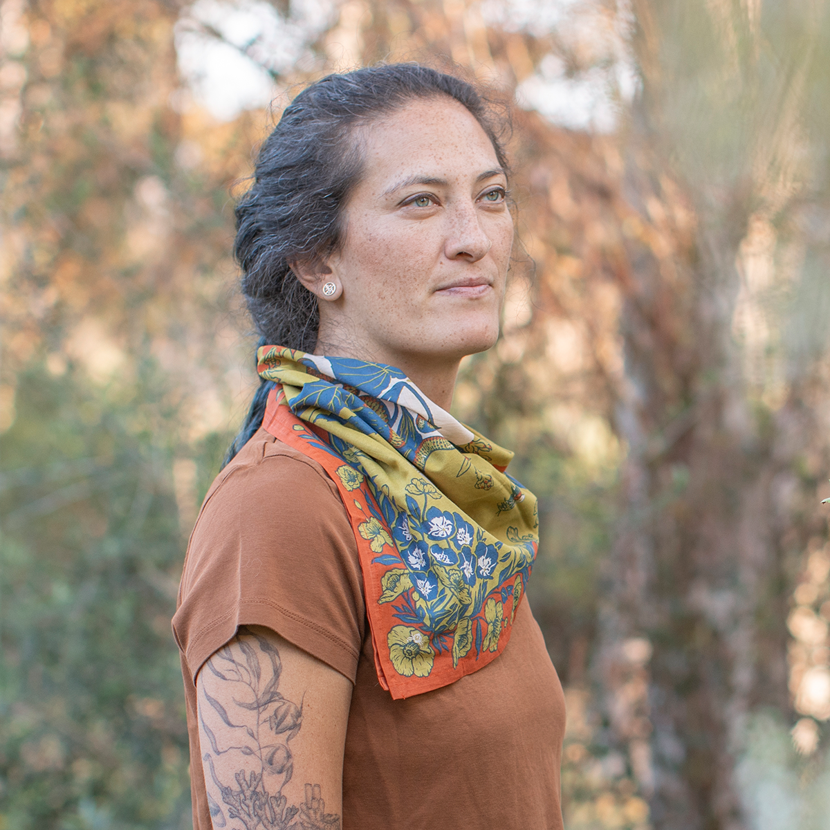 Mustard Beetle – wholesale Bandana – Women's – Organic Fair Trade Bandana: San Gabriel Foothills1