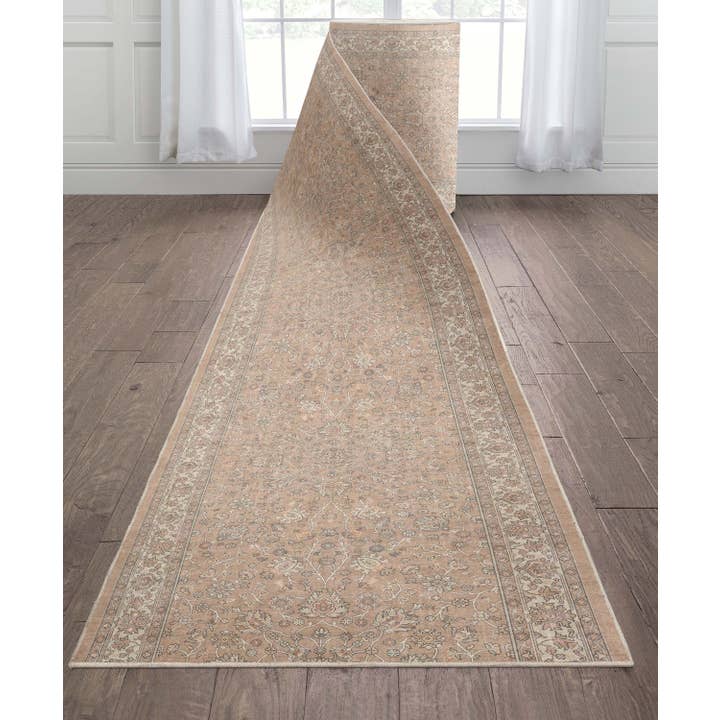 Well Woven - Wholesale Runner Rug - Custom Size Stair Runner Rome Floral Beige Choose Length1