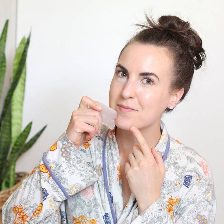 Body Unburdened - Wholesale Gua Sha Tool - Rose Quartz Gua Sha Board with Comb Edge2