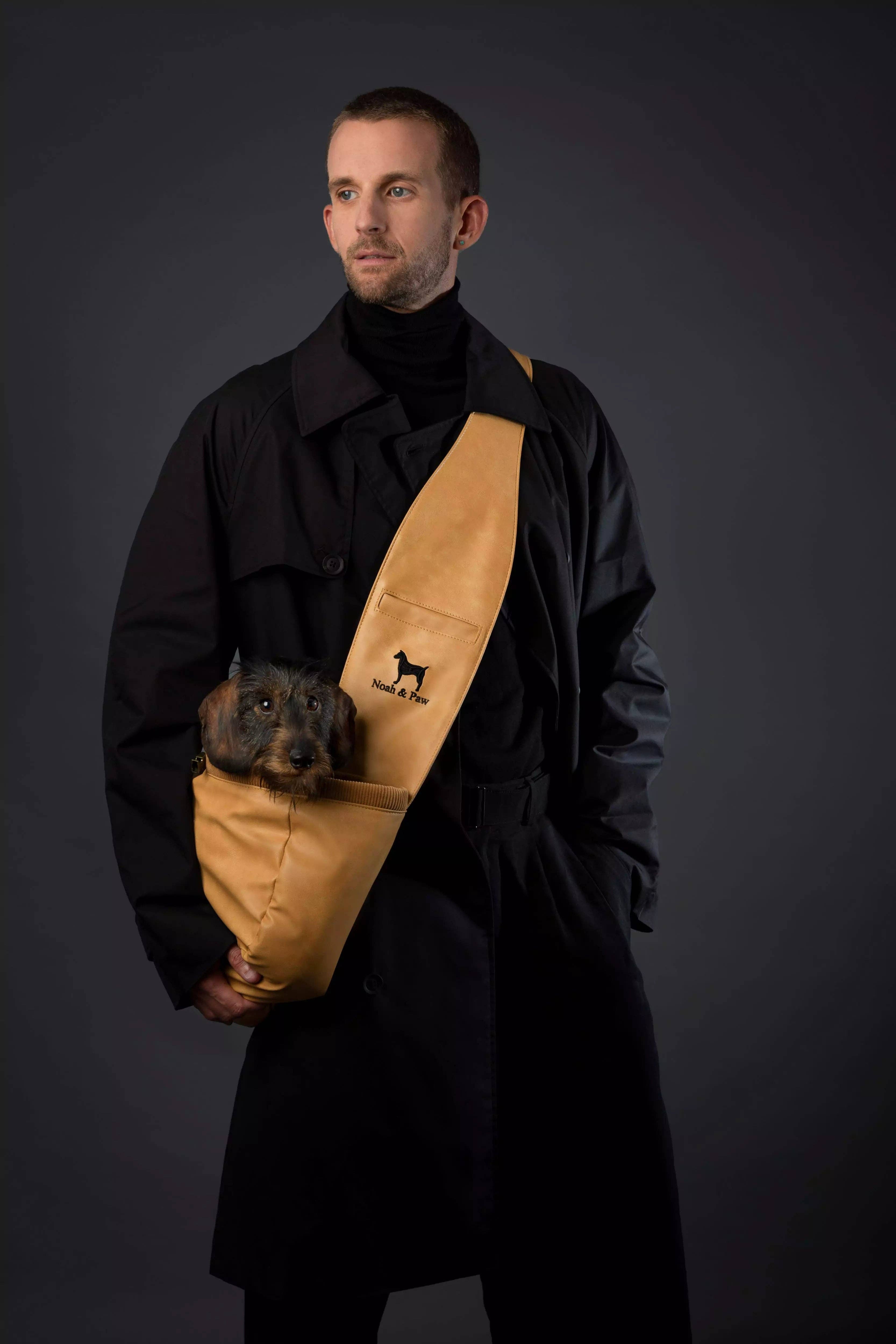 NOAH AND PAW LLC - Vente Caisse de transport – chat et chien - Porte-animal en bandoulière en cuir vegan avec triple sécurité30