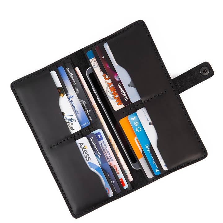 GERZONE - Wholesale Phone Wallet - Unisex - GERZONE HANDMADE PHONE WALLET BLACK GCH-016