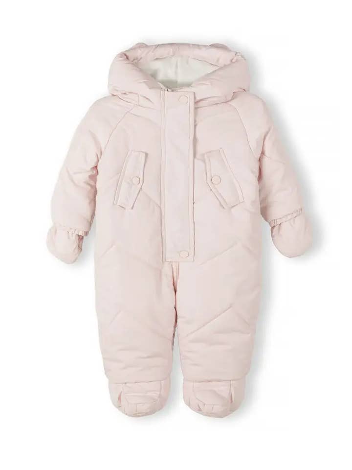 Mono de nieve para niñas con capucha con orejas, manoplas desmontables, rosa claro, 0-24m para venta al por mayor de Minoti sp. z o.o.
