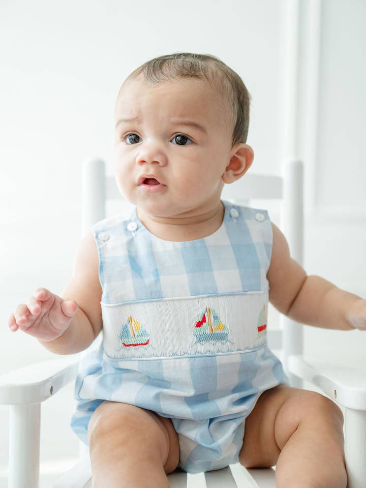 Sailboats Smocked Elliot Bubble for wholesale by Ruth and Ralph