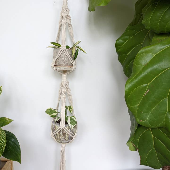 Leaf and Cord - Wholesale Hanging Planter - Small Double Plant Hanger
