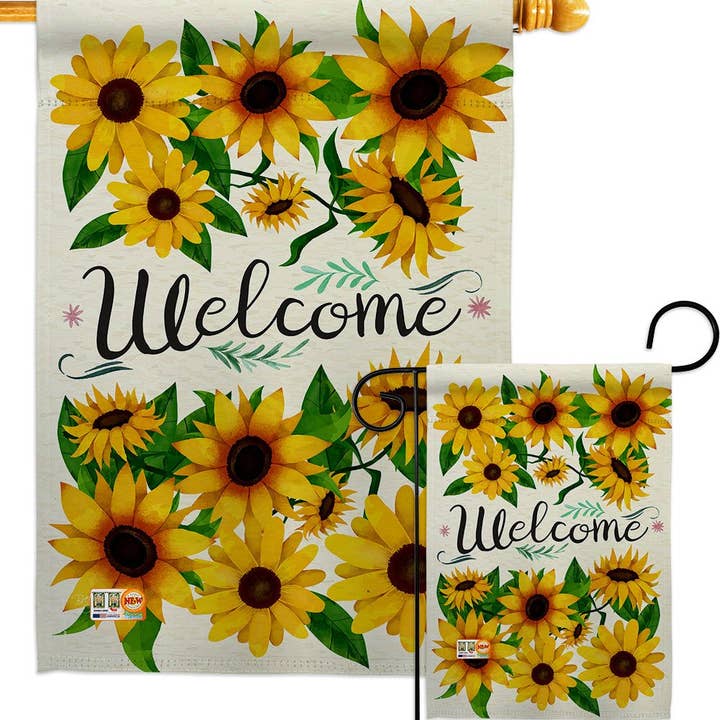 Two Group Flag Co – Engroshandel Flag – Velkommen Solsikker Bouquet Have Blomster Decor Flag