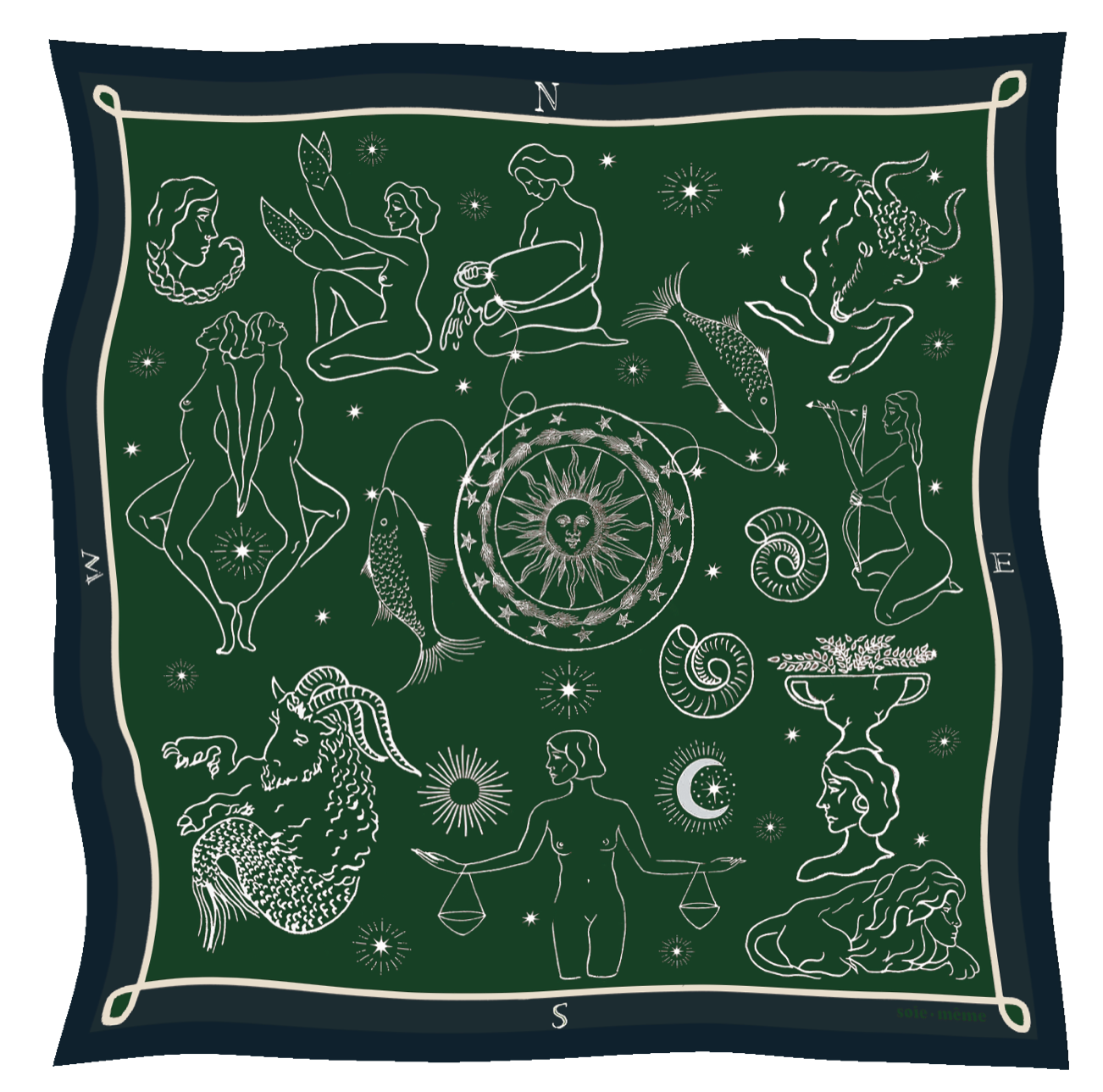 SOIE-MEME - Wholesale Scarf - Women's - Zodiac - Navy-Kaki0