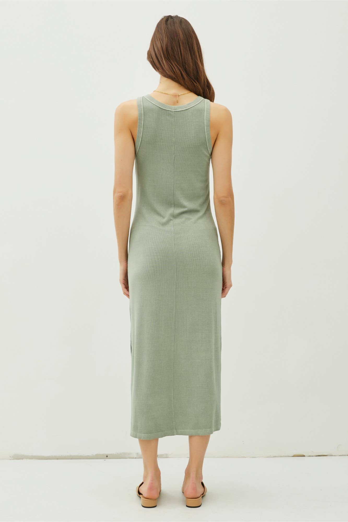 Be Cool - Wholesale Dress - Women's - RIBBED KNIT SIDE SLIT SLEEVELESS TANK MIDI DRESS19