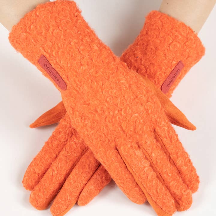 Original USA - Wholesale Gloves - Women's - Bouclé and Faux Suede Logo Touchscreen Gloves2