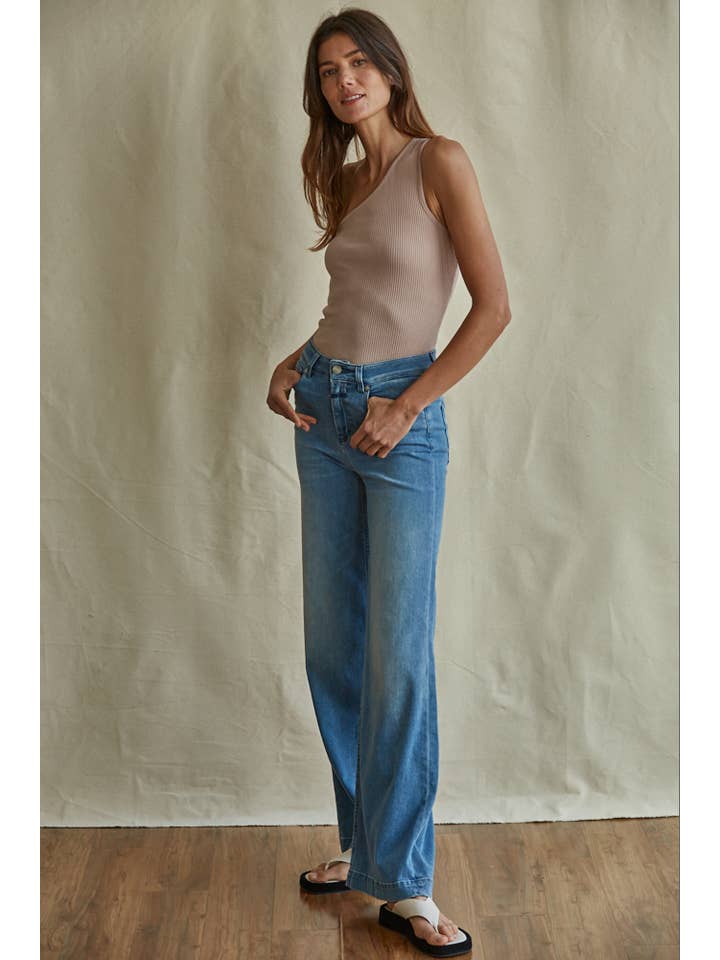 By Together - Wholesale Knit Top - Women's - L5540 | Knit Sweater One Shoulder Fitted Ribbed Crop Top