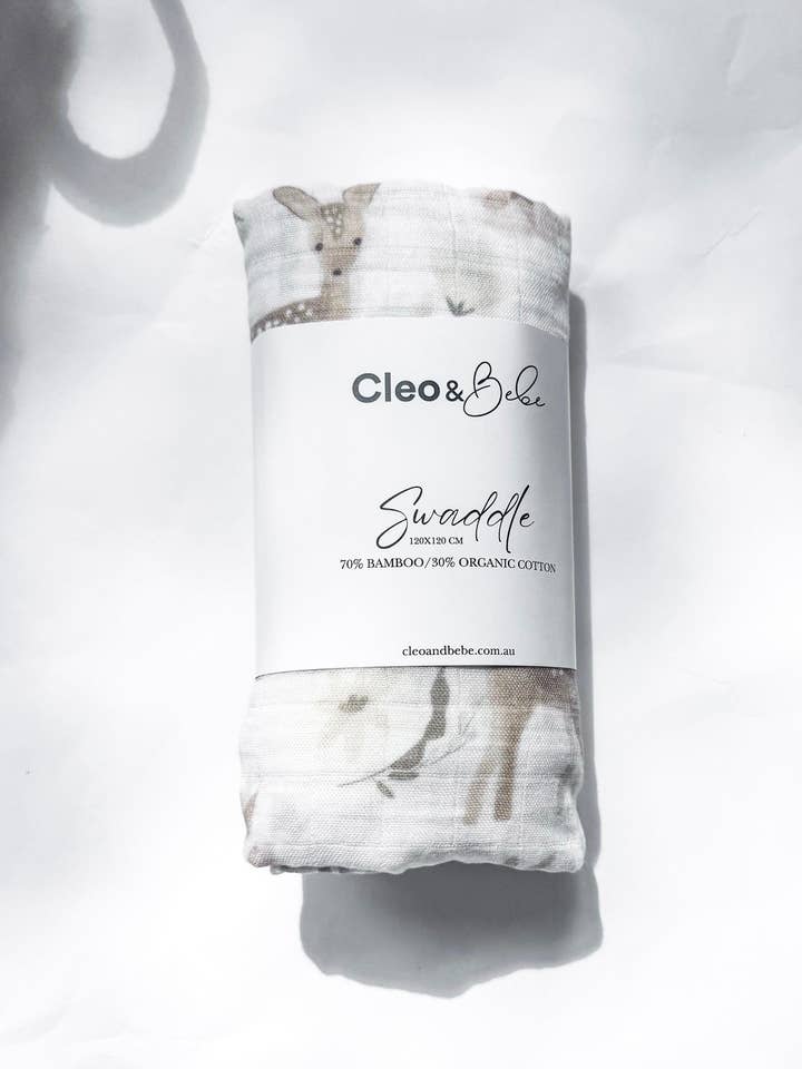 Cleo & Bebe - Wholesale Swaddle – Baby - Luxurious Bamboo Cotton Baby Muslin Wrap - Bambi1
