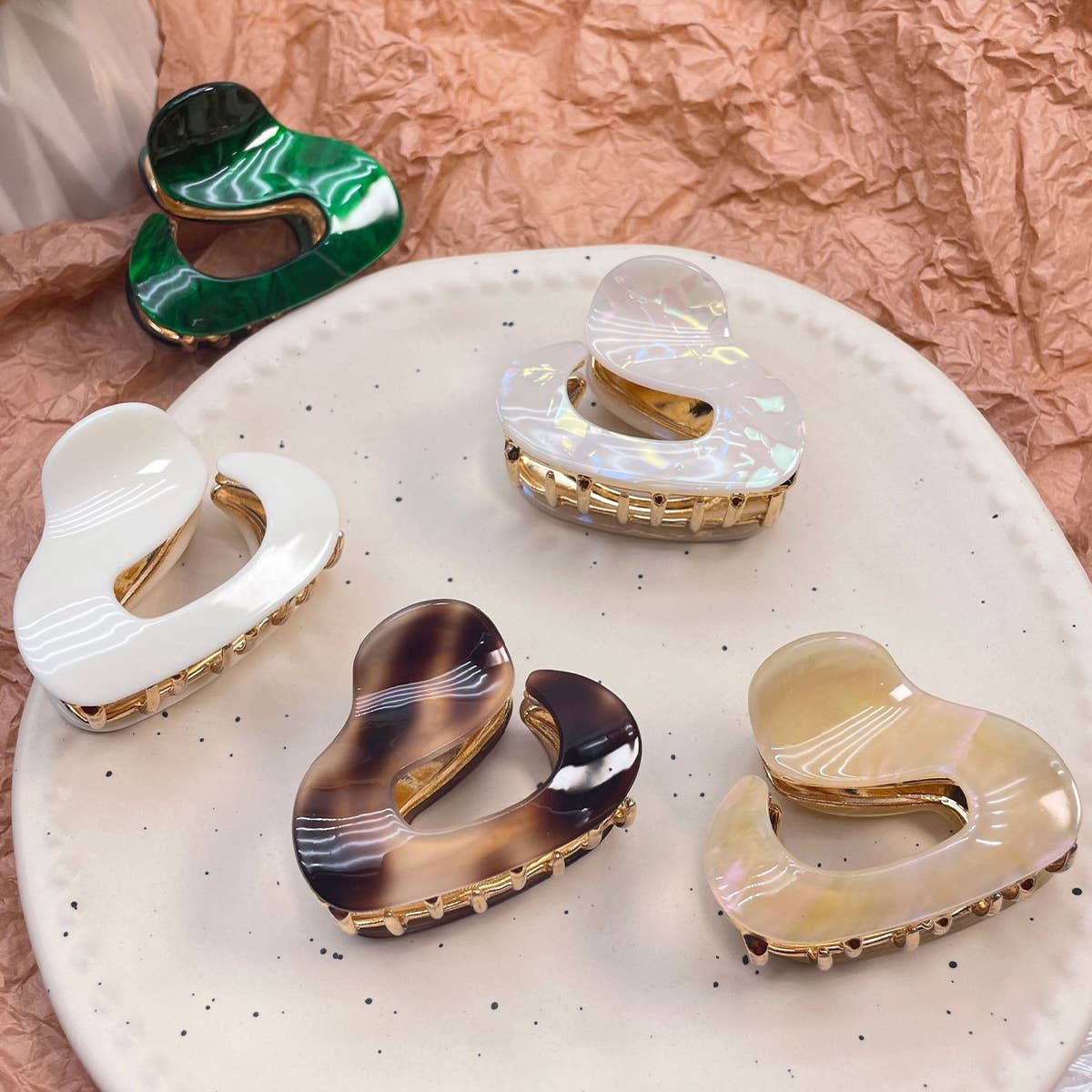 ACCITY - Wholesale Hair Clip - Women's - Irregular Acetate Metal Hair Claw - Chic Mid Clip_CWAHA05625