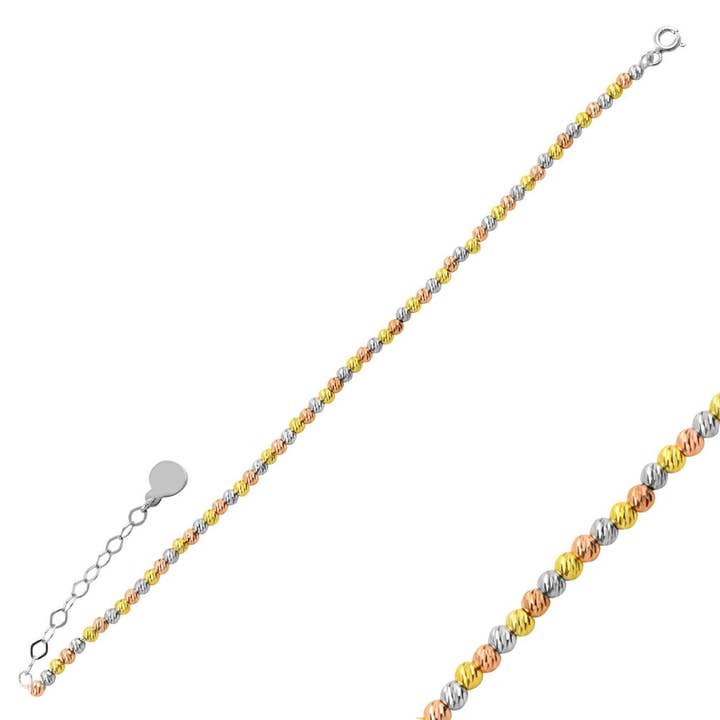 Handgefertigtes dreifarbiges Perlenarmband aus Sterlingsilber für den Großhandel von Spero London