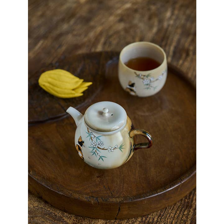 Gohobi (We cover U.S. import duties) - Wholesale Tea Pot - Gohobi Hand-Painted Orange Cat Teapot5