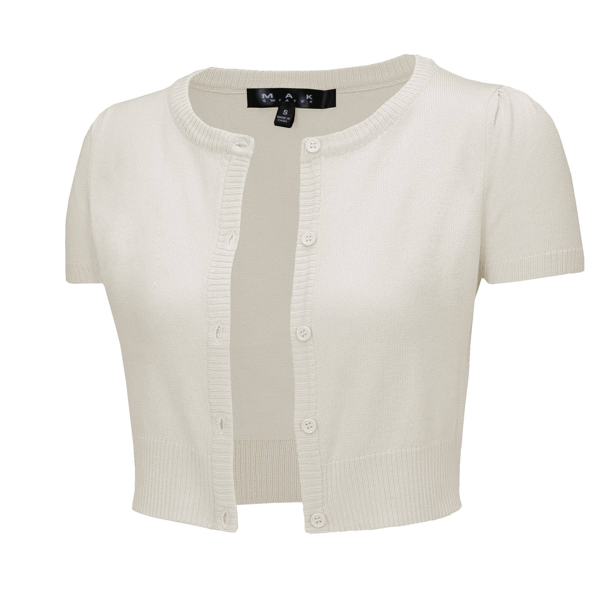 Mak - Vente Cardigan – femme - Cardigan court à col rond à manches courtes CB053614