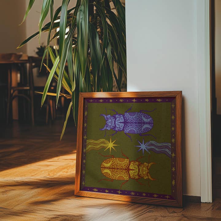 Black Moss Studio - Wholesale Art print - Celestial Stag Beetle Wall Art - Goblincore Decor1