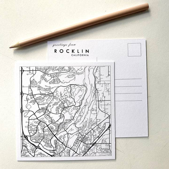 Turn-of-the-Centuries – Großhandel Postkarten – Rocklin California City Lines Karte - Postkarte