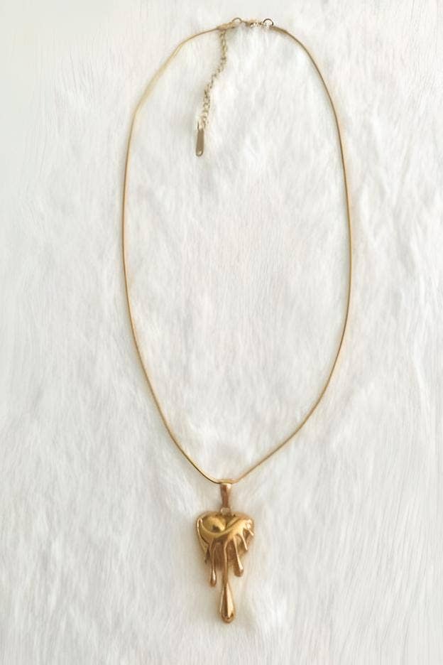 Wild & Free - Wholesale Halskettinghanger - Lava Hart Ketting in Roestvrij Staal1