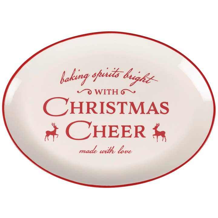 Oval Christmas Cheer Platter for wholesale by Primitives by Kathy