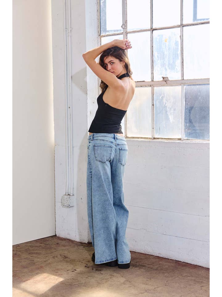 LIGHT OPEN PACK Low Waist Acid Washed Baggy Wide Leg WEP3658 for wholesale on Faire2