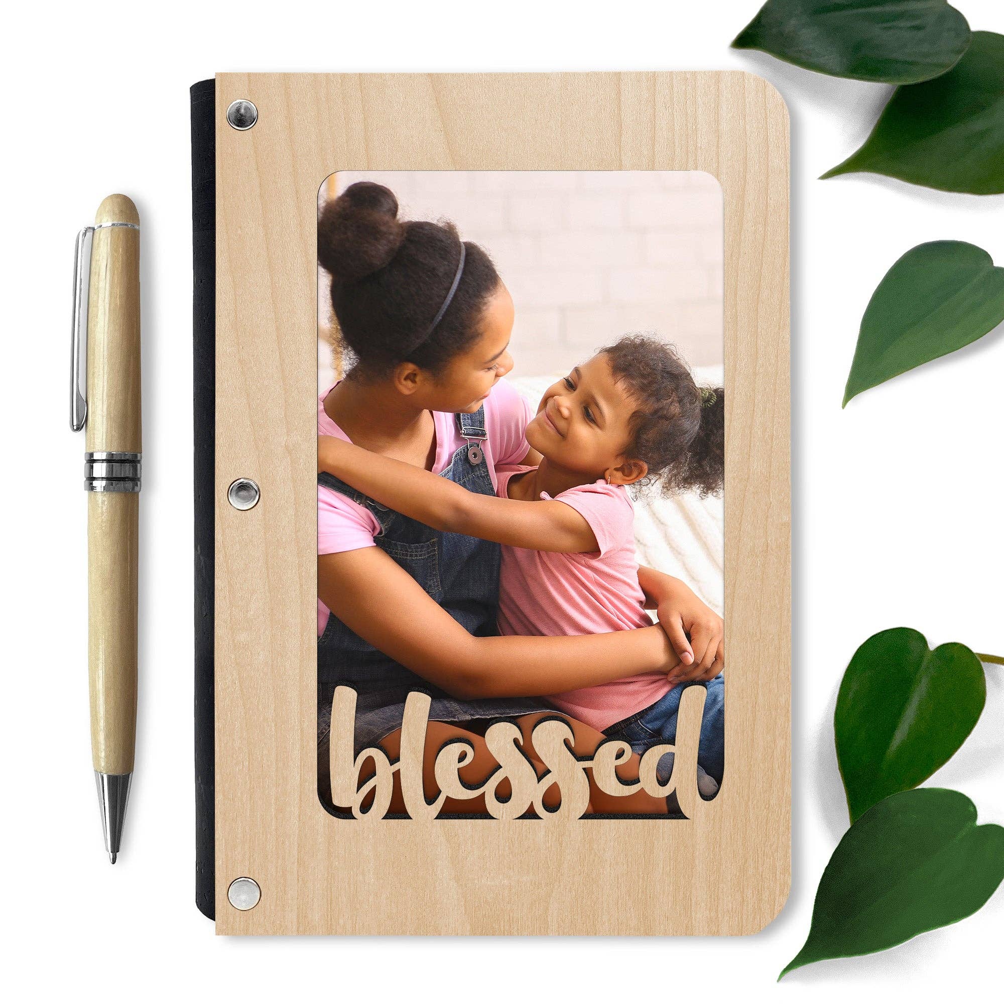 Inspired Indigo - Wholesale Journal/Diary - "Blessed" Wood Photo Journal - Personalizable1