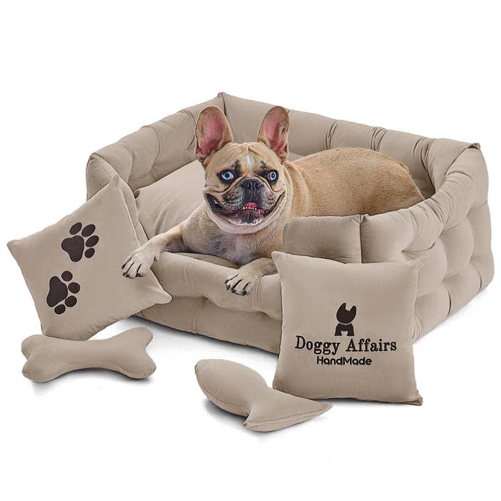 Doggy Affairs Luxury Handcrafted 5-in-1 Dog and Cat Bed Set for wholesale by Doggy Affairs HandMade