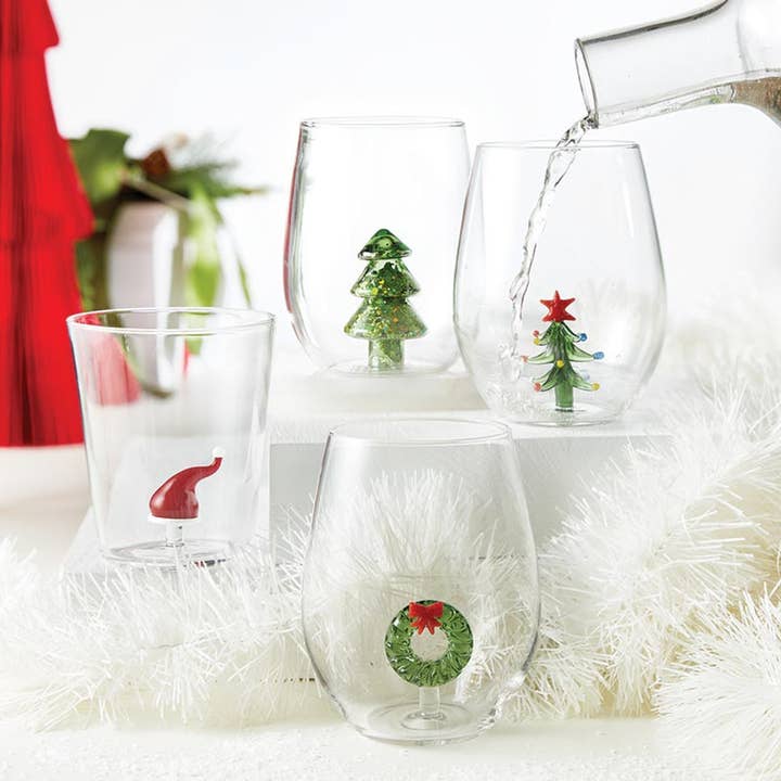 Slant Collections by Creative Brands - Wholesale Cocktail/Liquor Glass - Figurine Rock Glass - Santa Hat