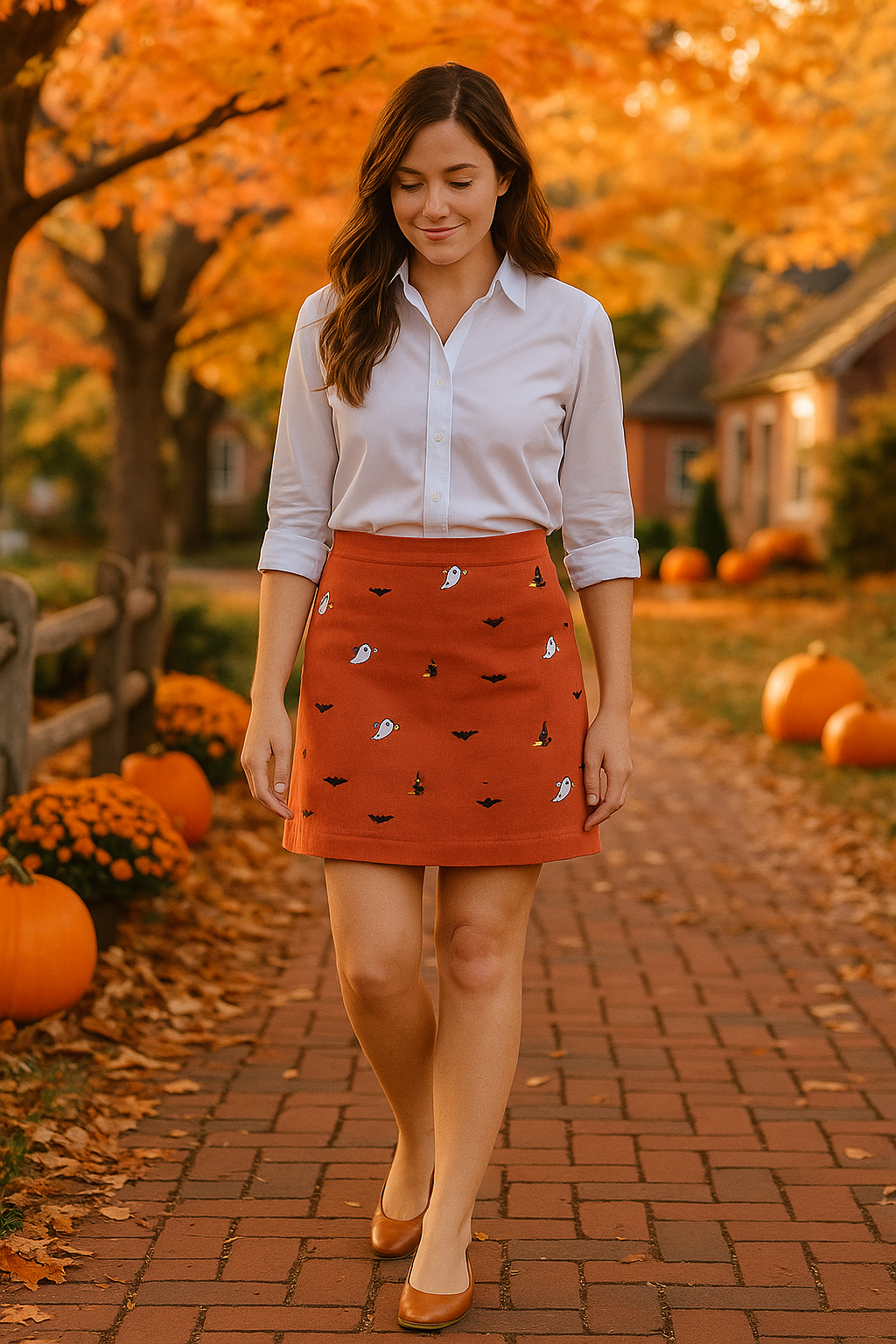 Rood Ali Rokje Corduroy Nantucket rood met Ghost Bat & Witch 19" voor groothandel op Faire6