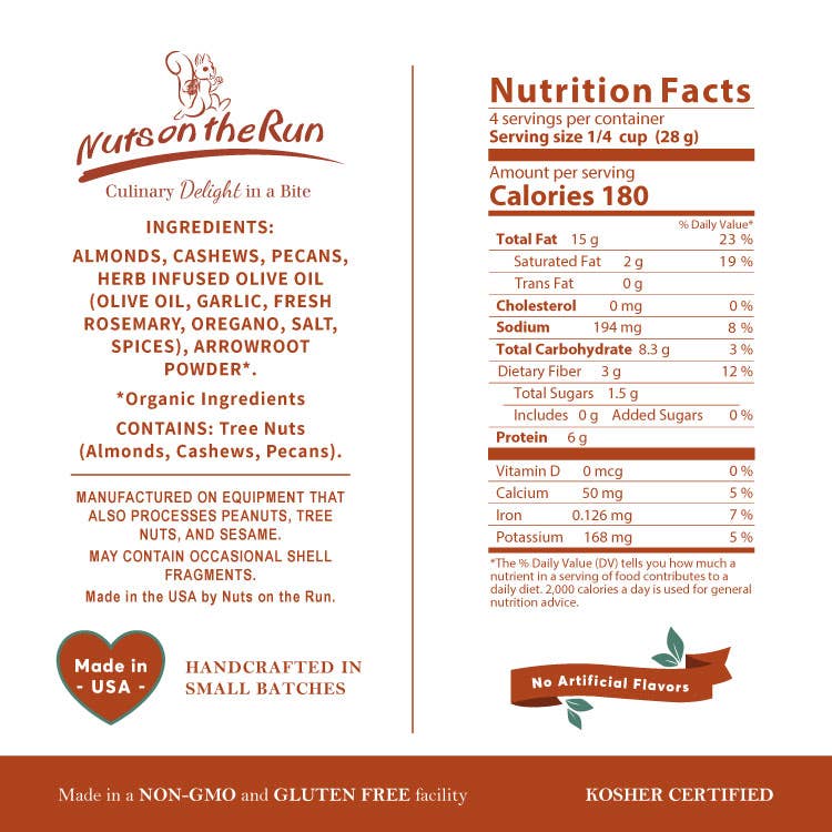 Nuts On The Run - Vente Noix - Noix d'herbes italiennes3