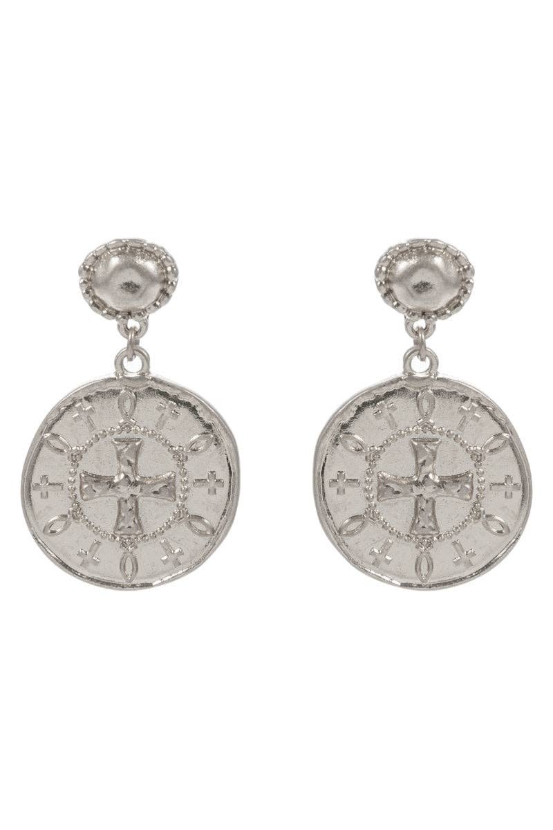 Designature New York - Vendita all'ingrosso Orecchini pendenti - Orecchini a perno in metallo intaglio incrociato in titanio3