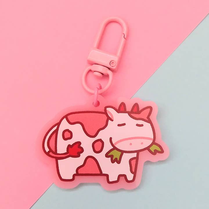 Pink Cow Keychain for wholesale by crowlines