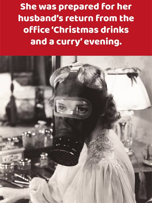 Funny Christmas card - Christmas drinks and a curry for wholesale by Comedy Card Company