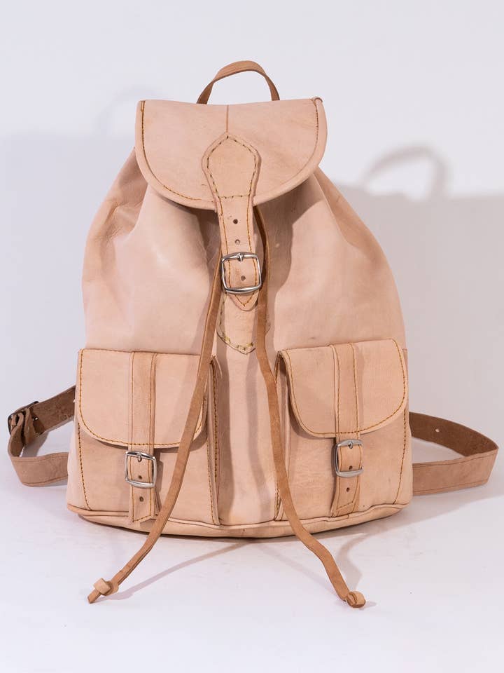 Handgjord ryggsäck i naturläder – Minimalistisk resa för wholesale av isli and tisli