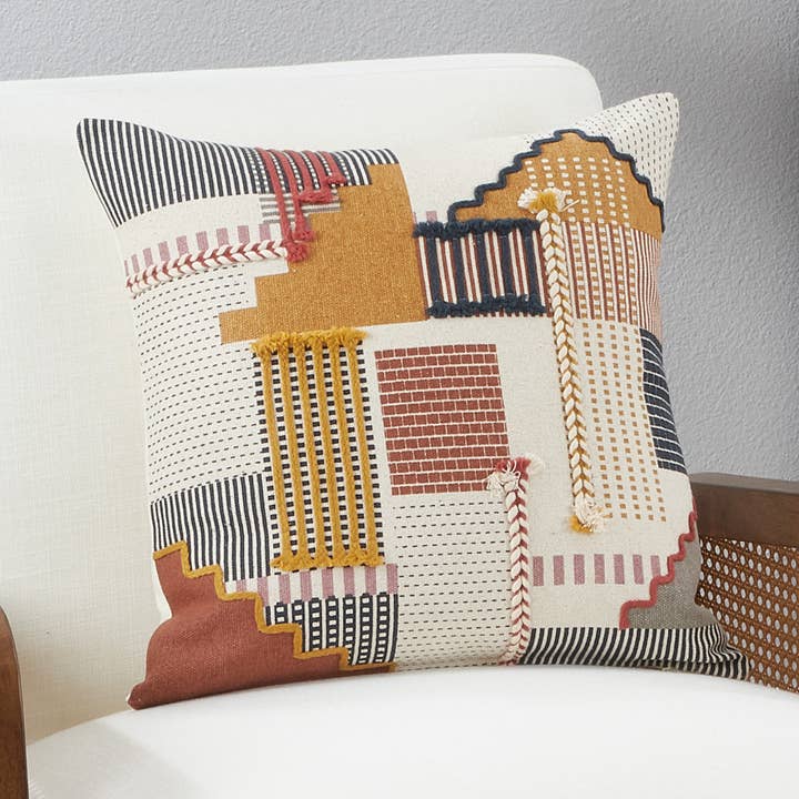 Almofada de Lançamento Com Patchwork em renda Appliqué Design por atacado de Saro Lifestyle