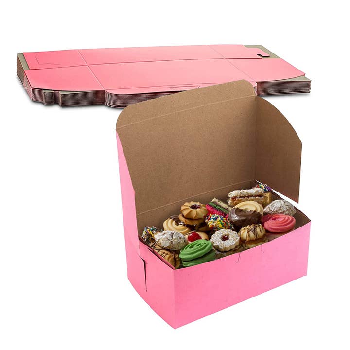 MT Products - Wholesale Food Storage Container - MT Products Pink Bakery Cookie Box 8" x 5" x 3.5", 15 Pieces