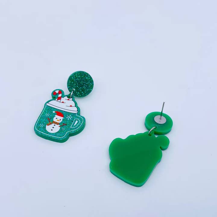 Mio Queena - Wholesale Dangle Earrings - Christmas Acrylic Green Cup Ice Cream Post Earrings