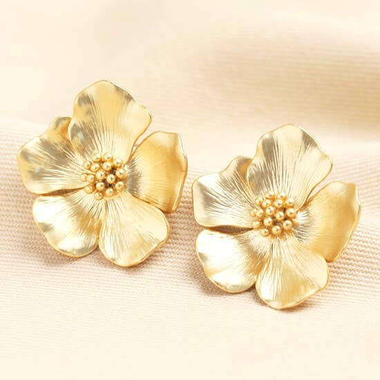 Lisa Angel – wholesale Stud/post earrings – Large Gold Flower Stud Earrings