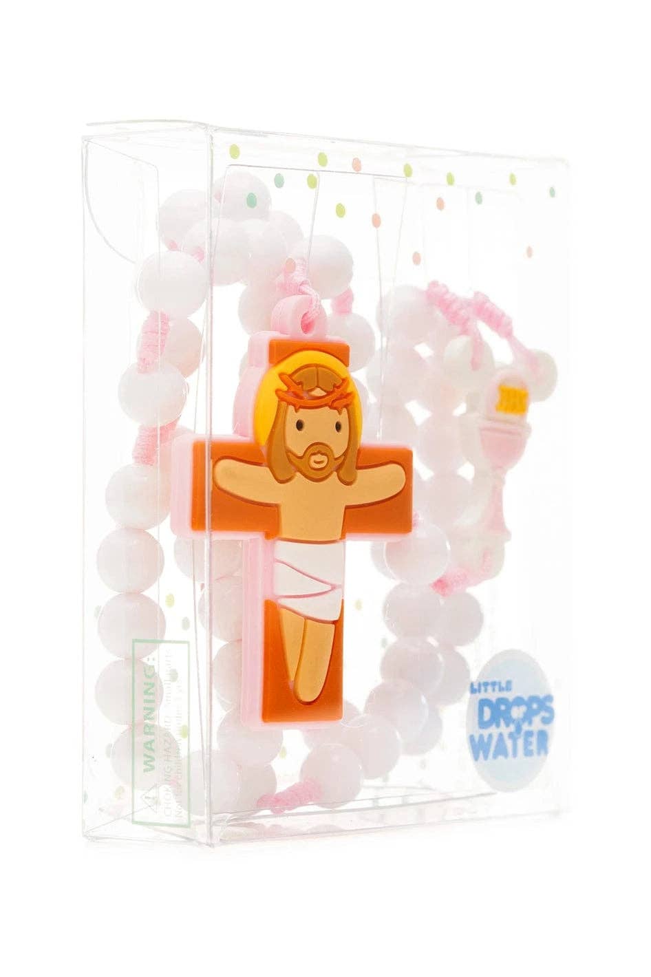 Little Drops of Water® – Großhandel Gebetskette für den Hals – Erstkommunion Katholischer Rosenkranz Mädchen | Rosa Gebetsperlen | Kleine Wassertropfen1