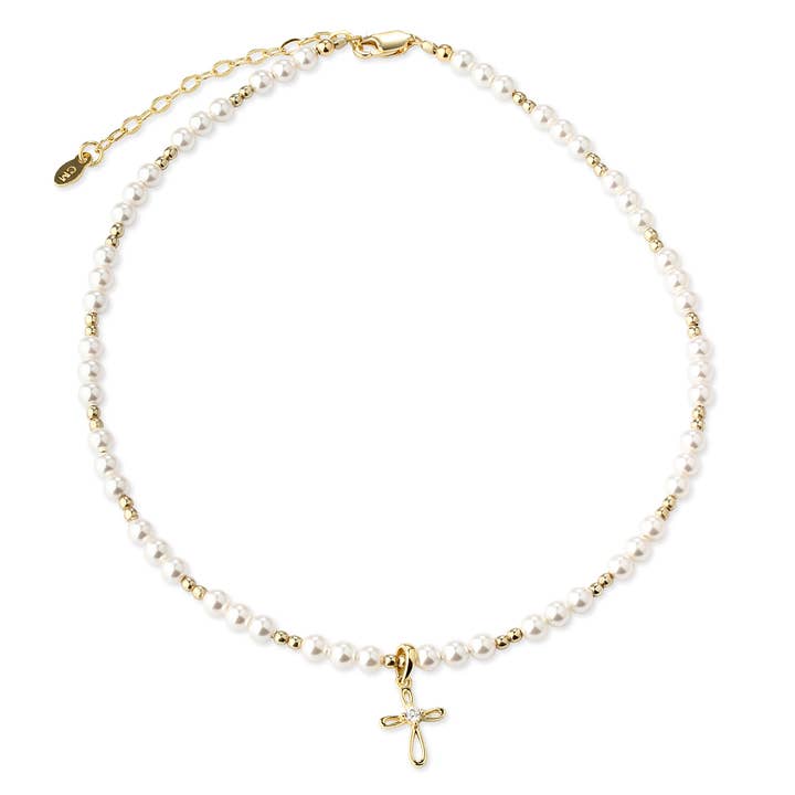 Cherished Moments – wholesale Halsband - Barn – 14K guldpläterad första nattvardsgång kors halsband barn smycken
